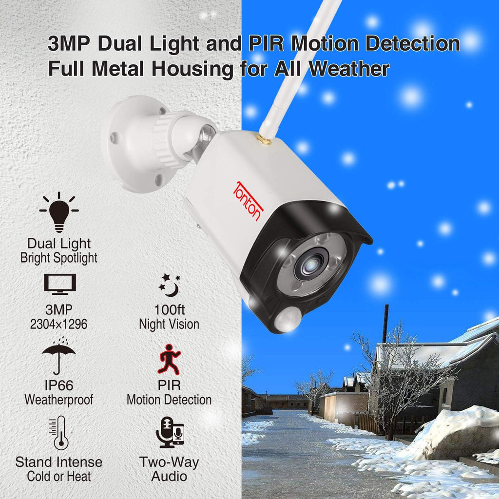 Wireless All-in-One Ultra HD Security Camera System with 16 Inch Monitor, 8CH NVR with 1TB HDD, 4PCS 3MP Outdoor Bullet IP Cameras V290