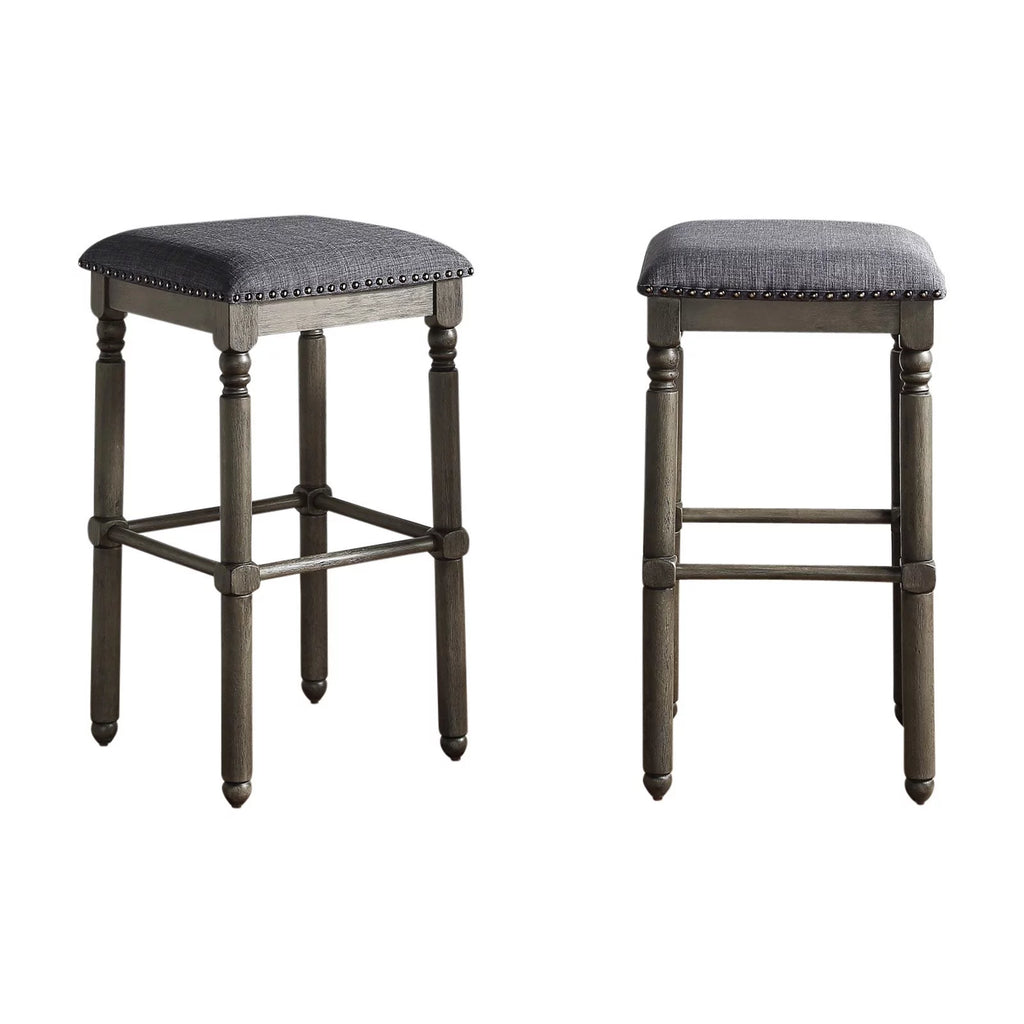 Solid Wood Swivel Bar Stool Gray Set of 2 L180210