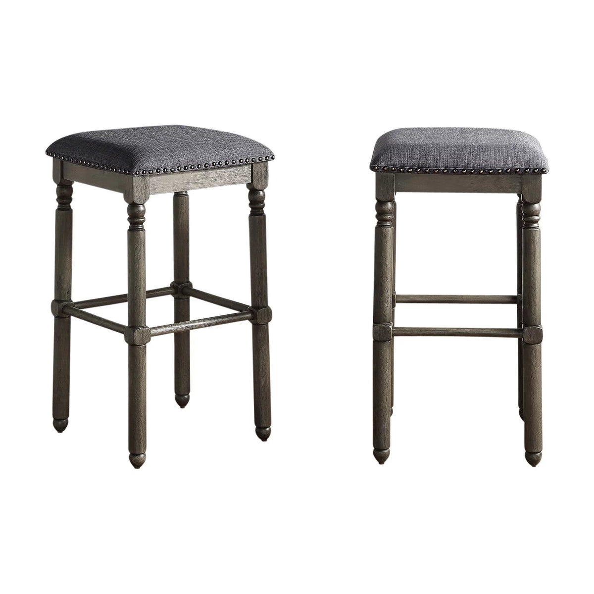 Solid Wood Swivel Bar Stool Gray Set of 2 L180210