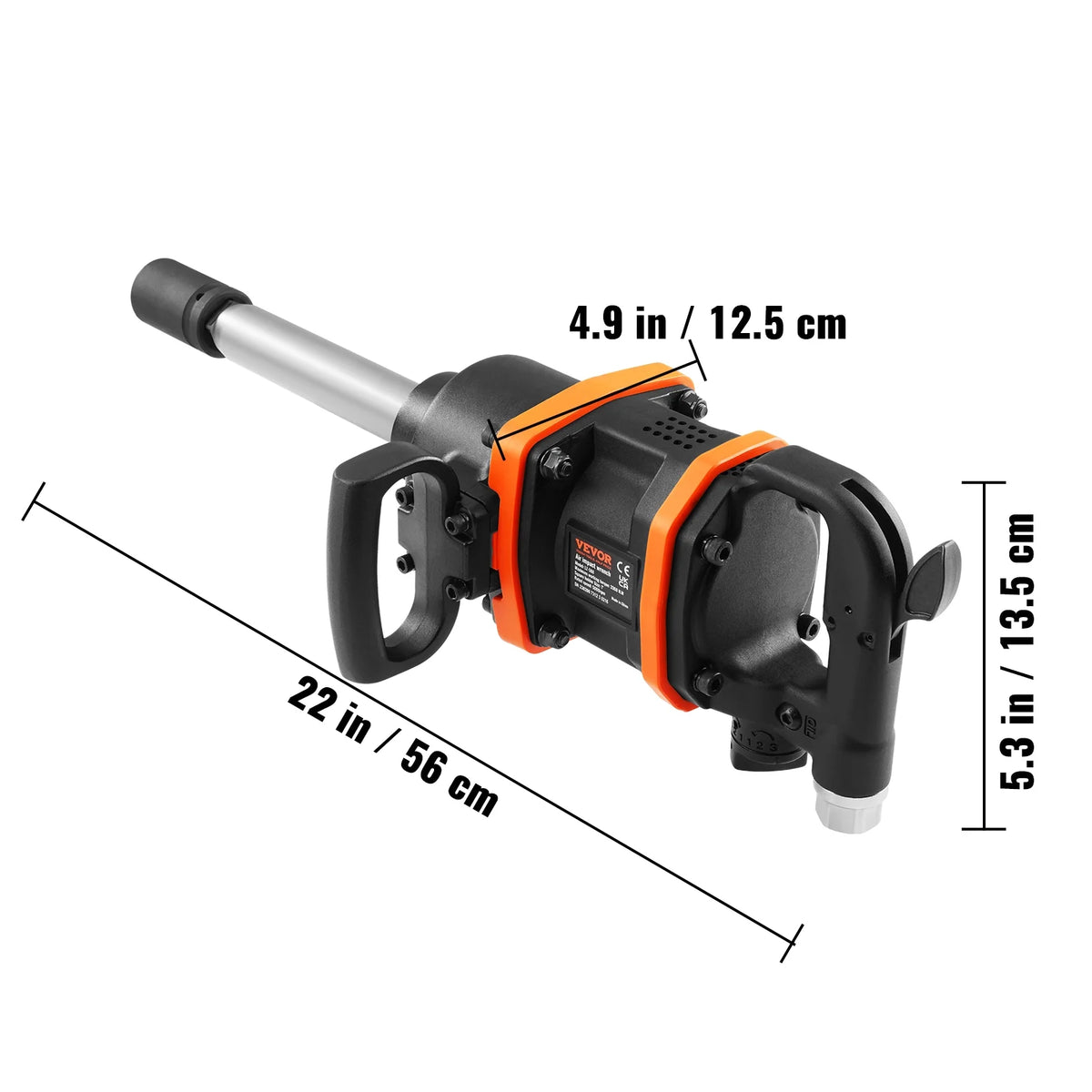 1 Inch Pneumatic Impact Wrench with 8 Inch Extended Anvil & Carrying Case I664932