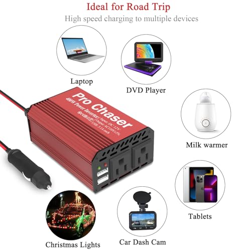 400W Power Inverter DC 12v to AC 110v with Dual USB Ports D914155
