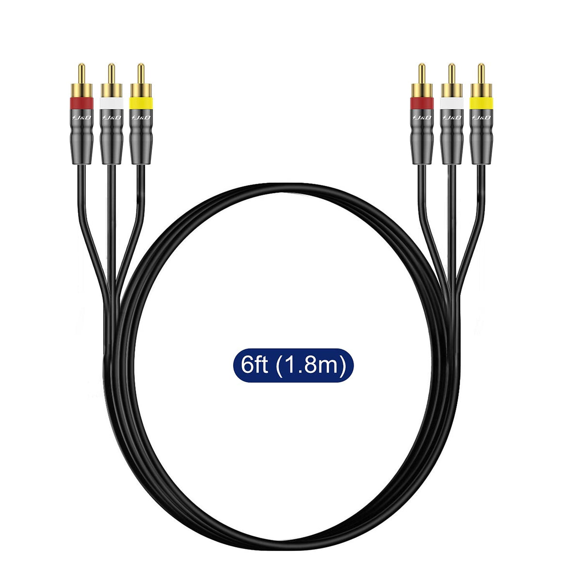 3RCA to 3RCA Cable, Gold Plated RCA Cable, 10 Feet K41971
