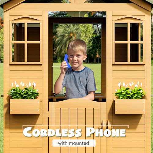 Wooden Kids Playhouse with Kitchen 42" x 45" x 55" Brown O966
