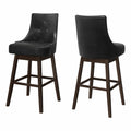 Bar Stool, Set Of 2, Swivel, Bar Height, Brown Wood, Black PU, 45.5" H Y759775