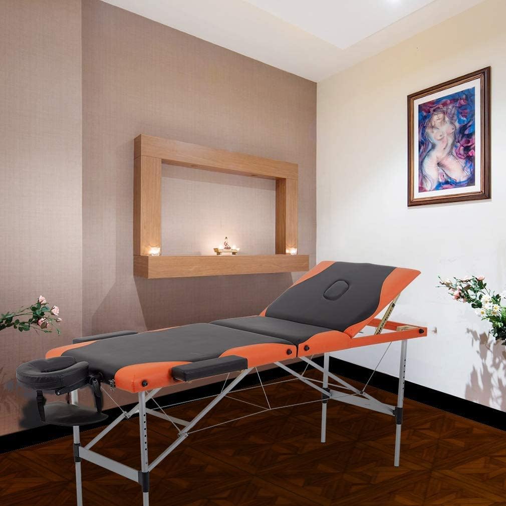 84 Inch Height Adjustable 3 Fold Aluminium Massage Table with Carry Case B492