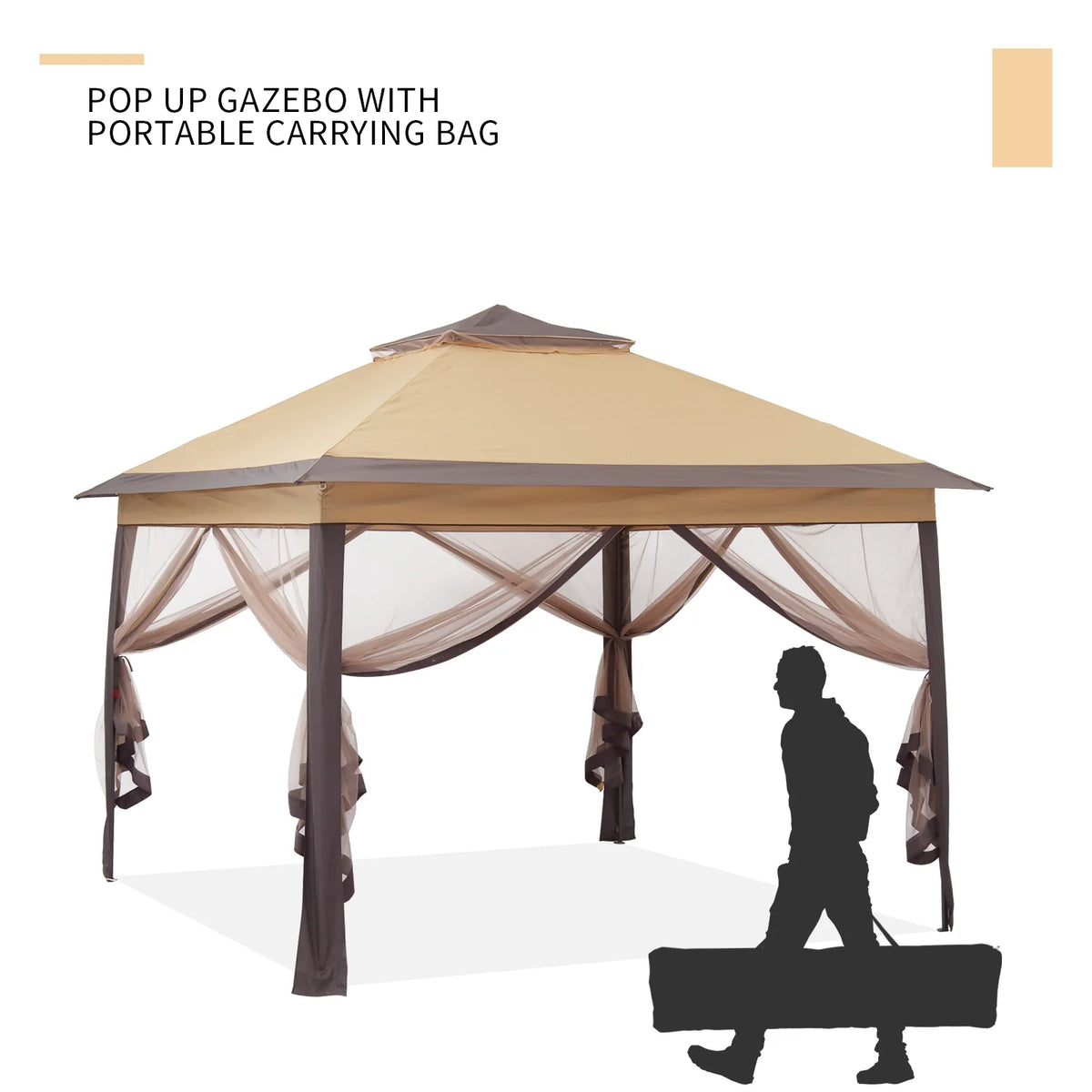 11 x 11 ft Pop up Gazebo Canopy with Mosquito Netting & Carrying Bag, Navy Blue Q1475