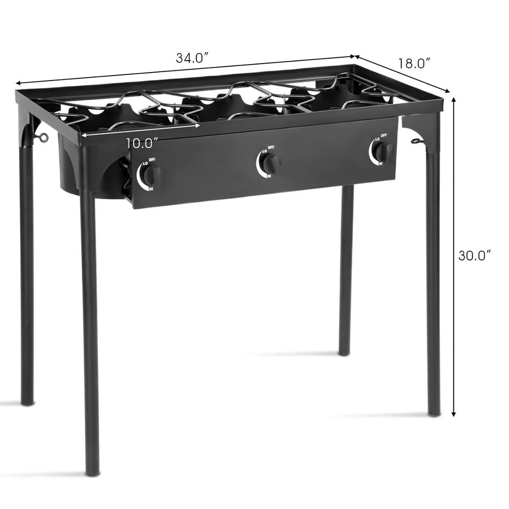Portable Propane 3 Burner Gas Cooker Outdoor Camp Stove J318