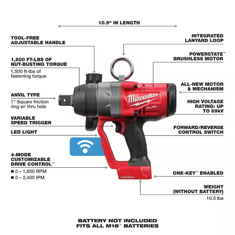 18V Lithium-Ion Brushless Cordless 1 in. Impact Wrench with Friction Ring & 8.0Ah Battery Starter Kit G52983