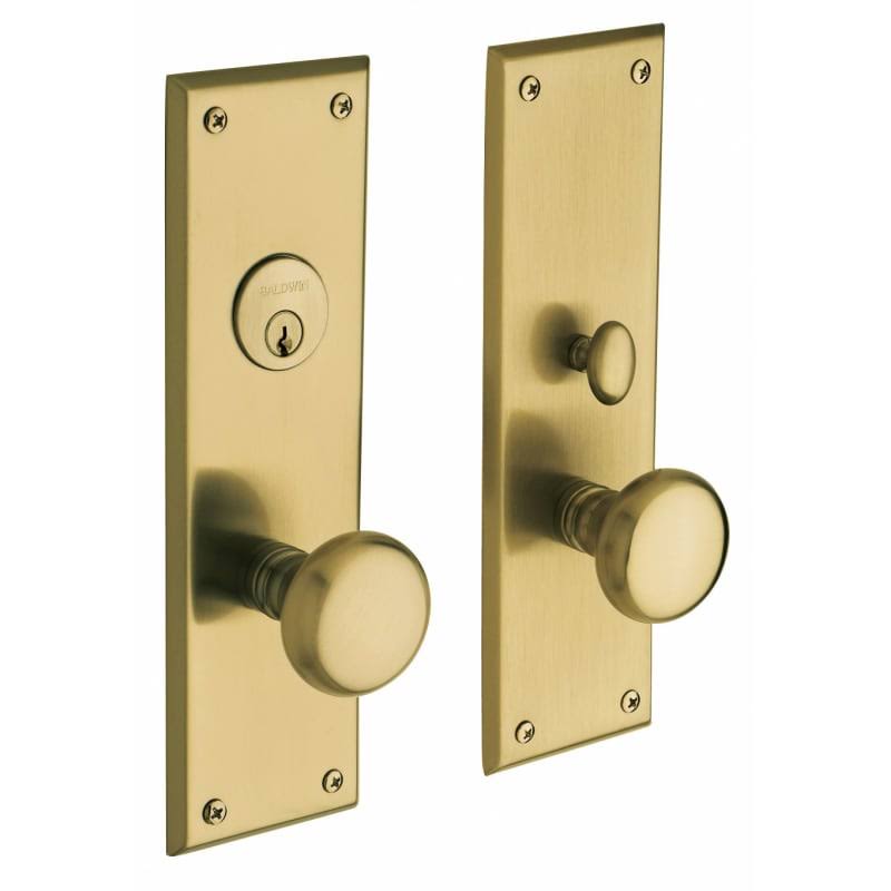 Lifetime PVD Satin Brass Double Cylinder Mortise Handleset Trim Set W634