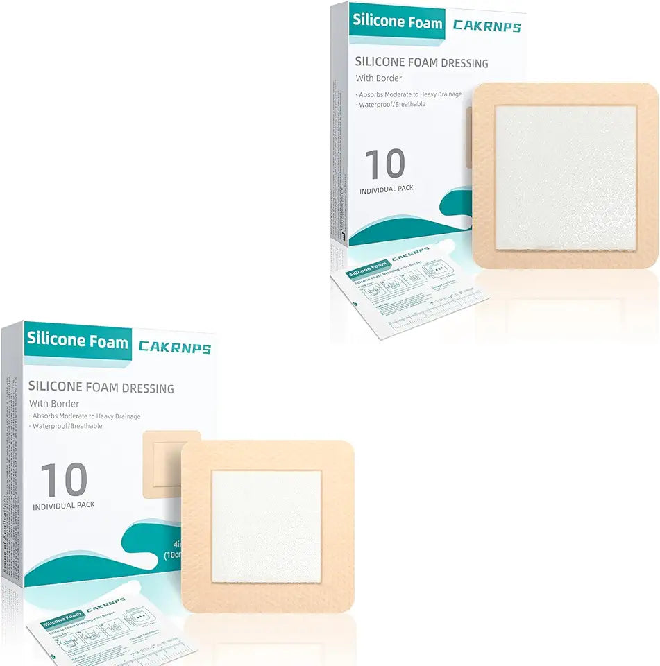 Silicone Foam Dressing 4"x4" 10 Packs & Self Adhesive Wound Dressing Bandage 6"x6" 10 Packs U115