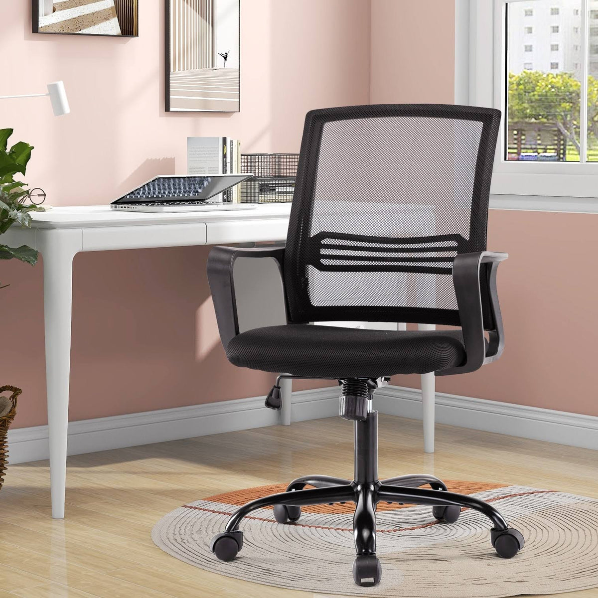 Blue Adjustable Desk Chair with Swivel Casters W42237