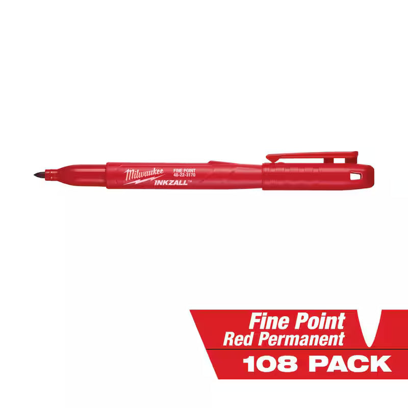 Red Fine Point Permanent Marker 108-Pack F59375