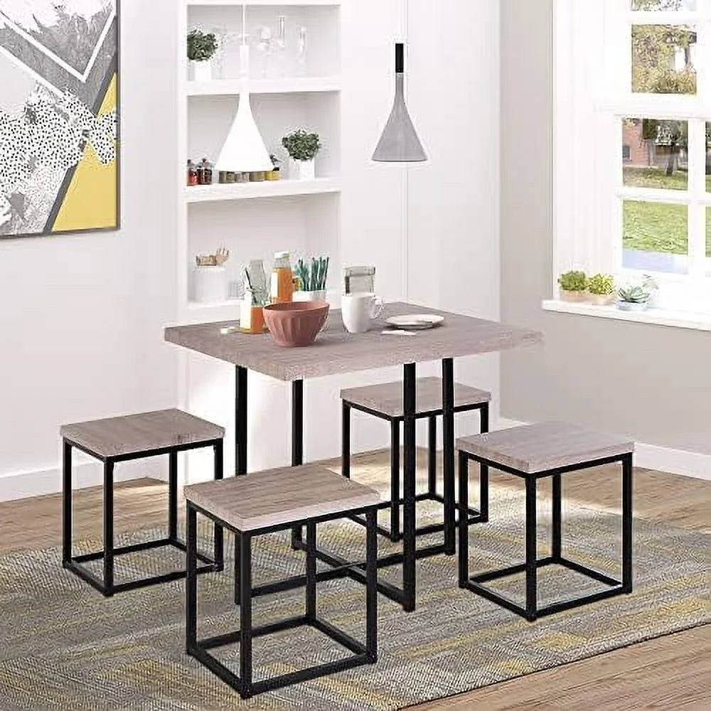 5 Piece Walnut Dining Table Set for 4 E71764