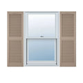 Vinyl Cathedral Top Center Mullion Open Louver Shutters with Shutter-Loks per Pair M338404