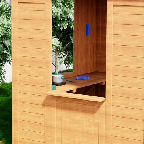 Wooden Kids Playhouse with Kitchen 42" x 45" x 55" Brown O966