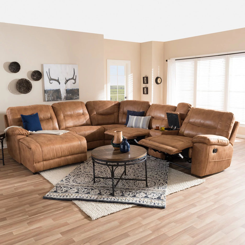 Light Brown 6 Piece Reclining Sectional L79255