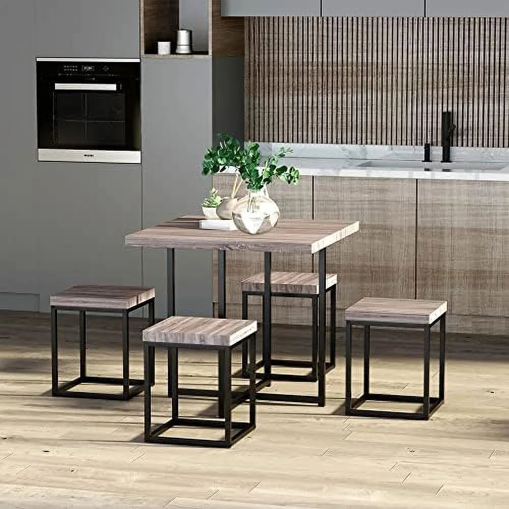 5 Piece Walnut Dining Table Set for 4 E71764