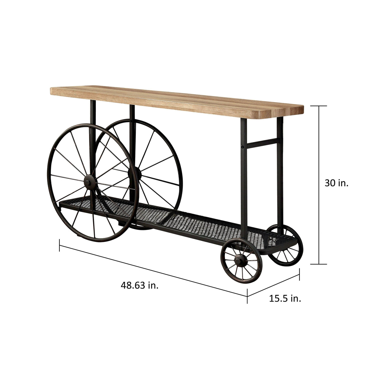 Black Metal Wheeled Sofa Table L387