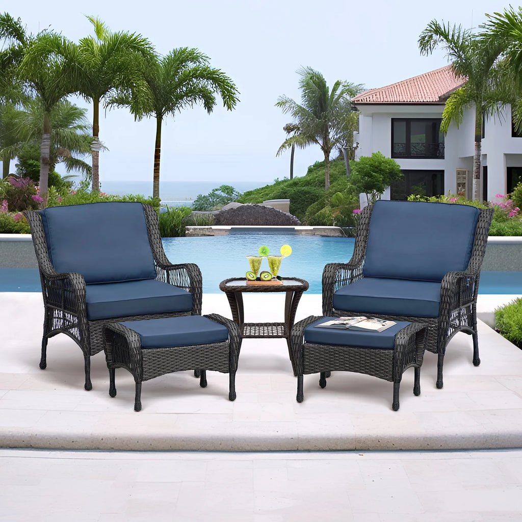 Navy Blue Outdoor Rattan Chairs Set of 2 Z6722