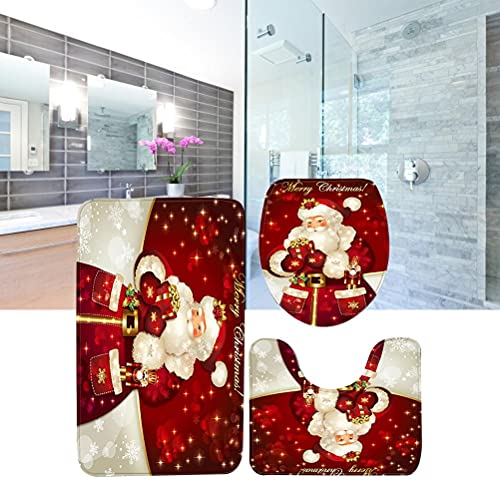 Christmas Bathroom Rugs Sets 3 Piece Washable Non Slip C73639