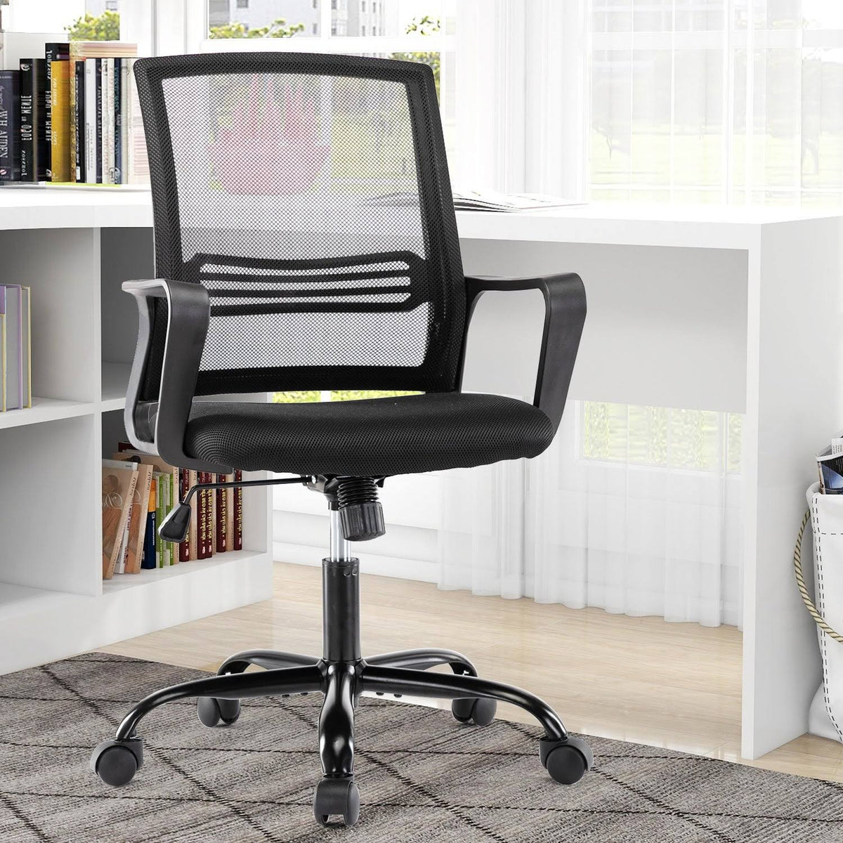 Blue Adjustable Desk Chair with Swivel Casters W42237