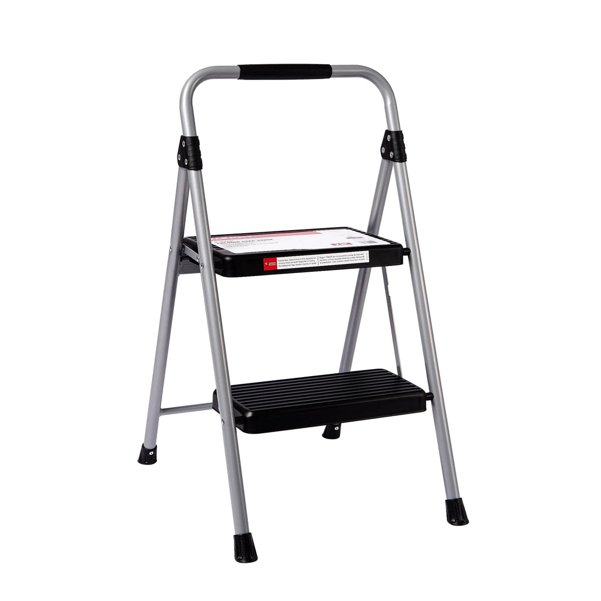 Gray & Black 2-Step Steel Foldable Step Stool V541413