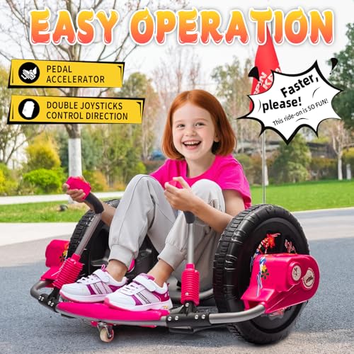 Electric Drift Kart with 16" Large Tyres, 360° Swivel Capability, Dual Lever Steering, 12V Ride On Toys (Red) P835423