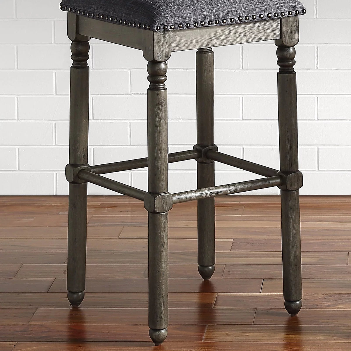 Solid Wood Swivel Bar Stool Gray Set of 2 L180210