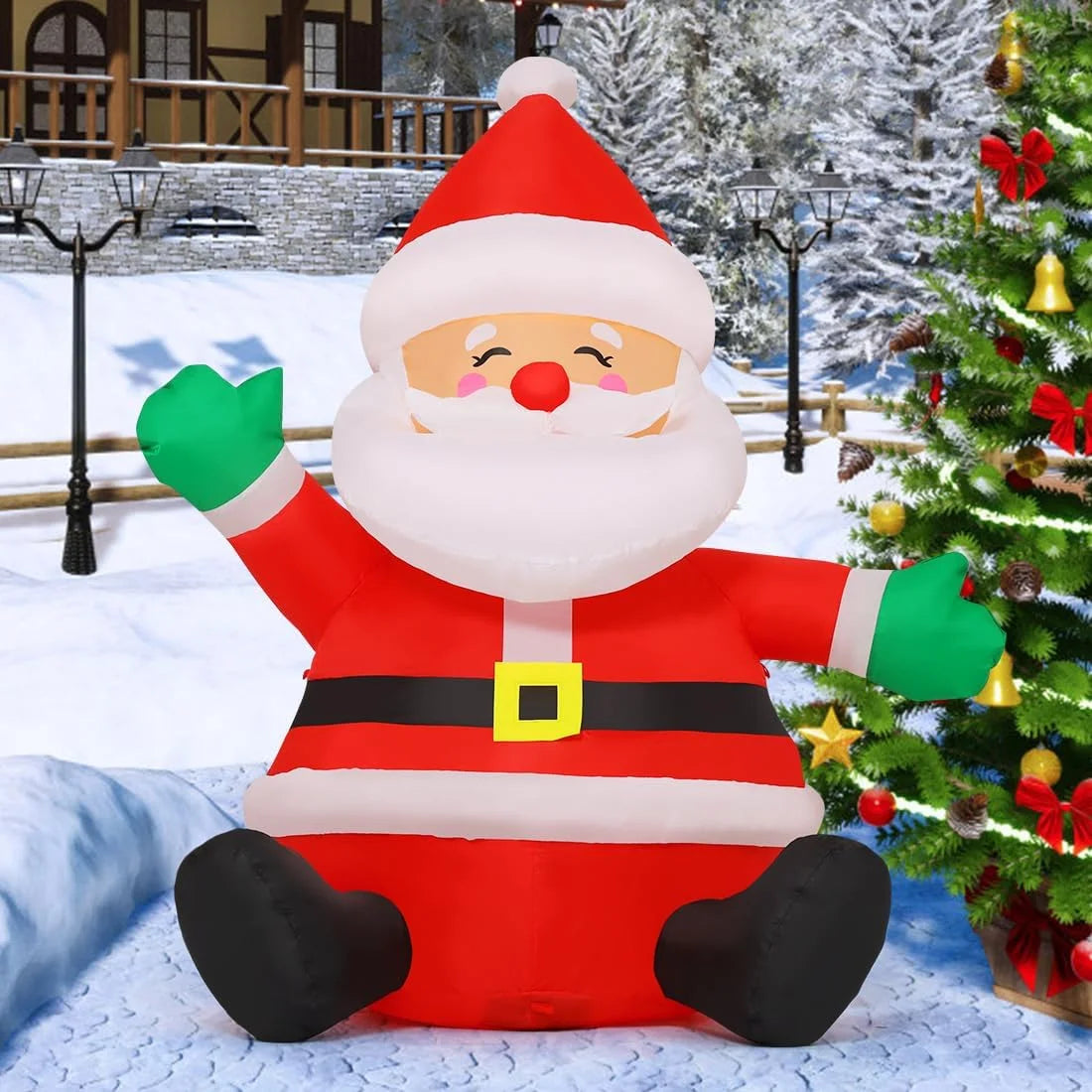 5 FT Christmas Inflatable Sitting Santa Claus with LED Lights V745