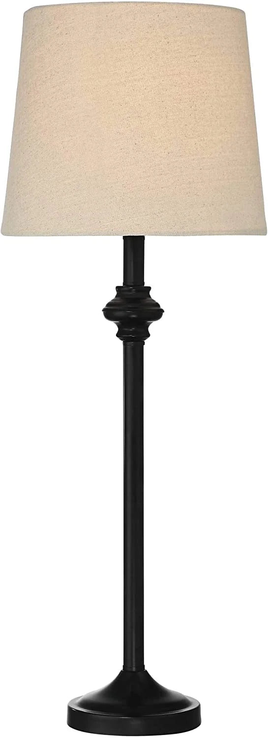 3 Piece Table Floor Lamp Set Black Metal Cream Fabric K60288