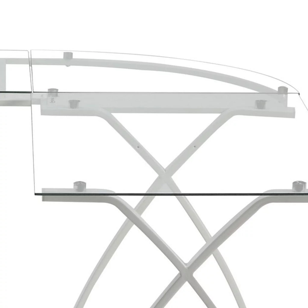 L Shape Computer Desk with CPU Holder and Casters, White H859