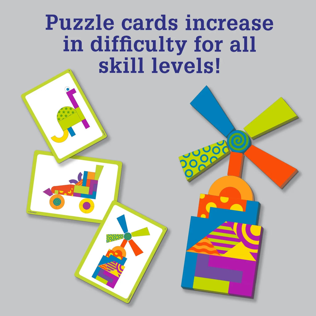 Magnetic Wooden Blocks with Patterned Shapes Puzzle Cards B562851