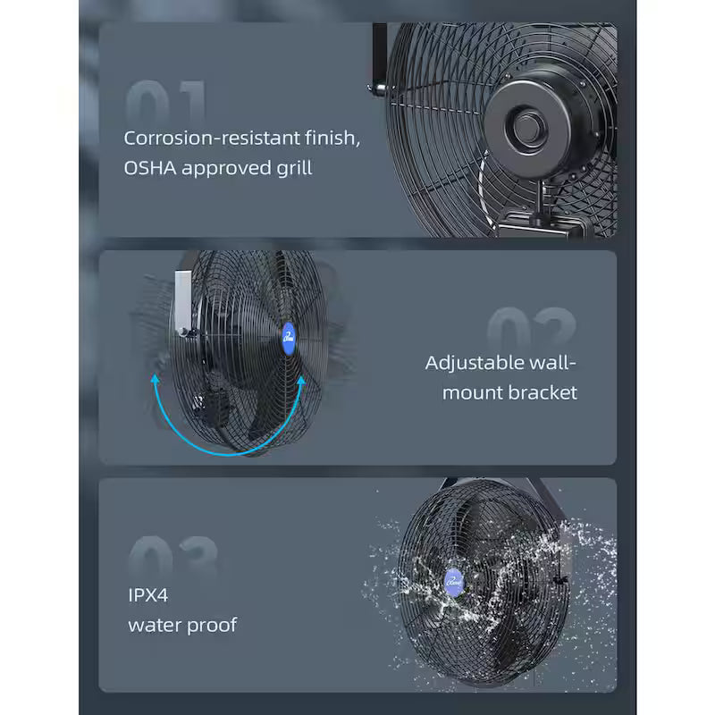 14 in. 3 Speed Wall Mount Outdoor Waterproof Fan J318