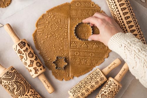 Lotus Flower Pattern Embossing Rolling Pin E902036