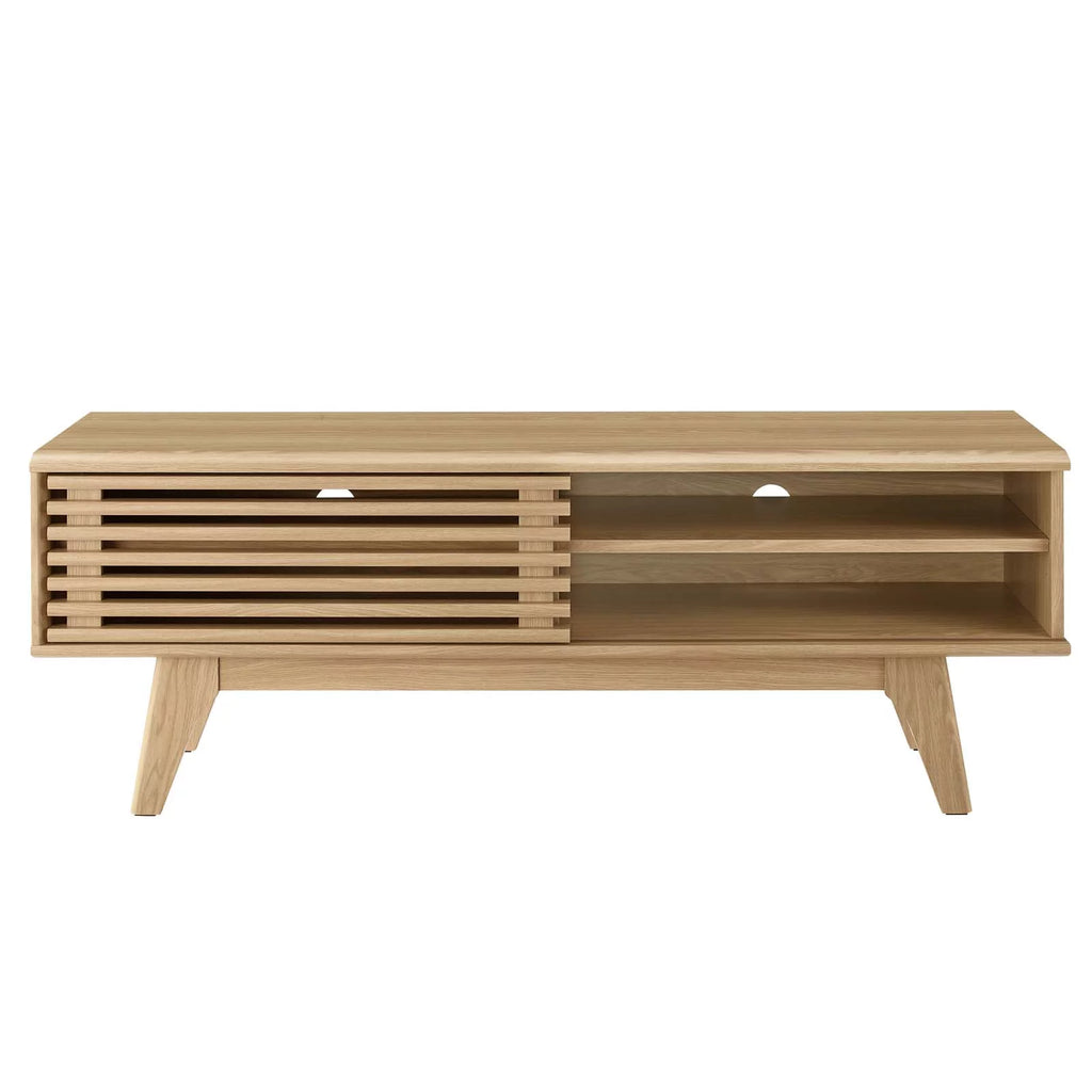 Brown Oak Wood TV Stand Console Table X93623