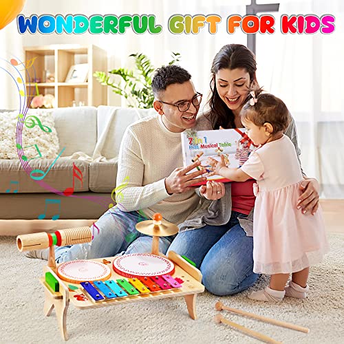 Kids Drum Set 7 in 1 Musical Toys Xylophone Tambourine F46631