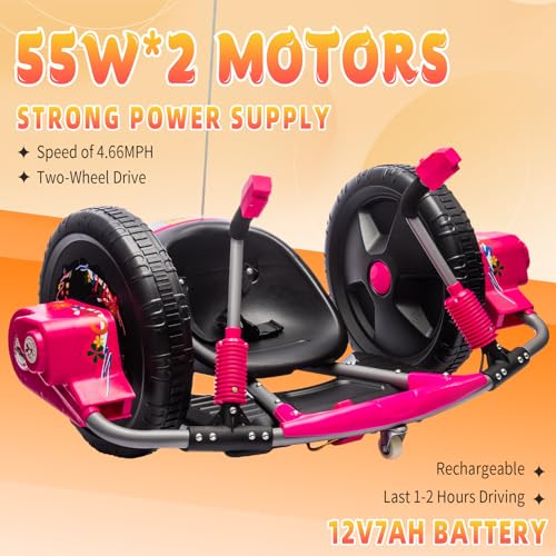 Electric Drift Kart with 16" Large Tyres, 360° Swivel Capability, Dual Lever Steering, 12V Ride On Toys (Red) P835423