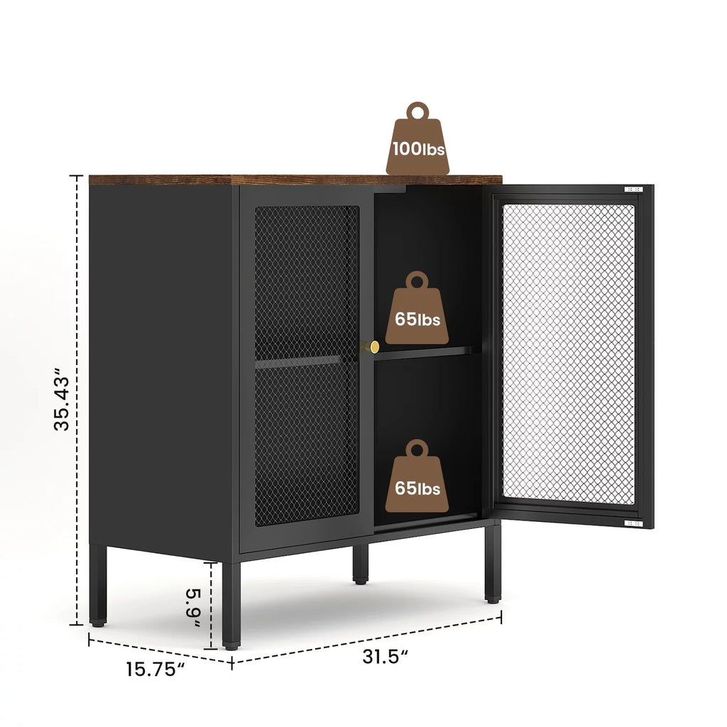 Metal Storage Cabinet with 2 Mesh Doors W326