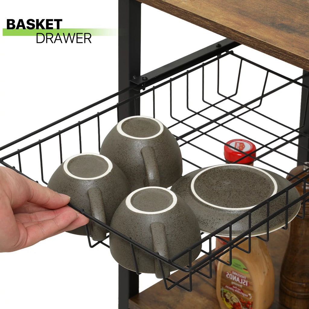 Brown 6 Shelves Kitchen Bakers Rack L116793