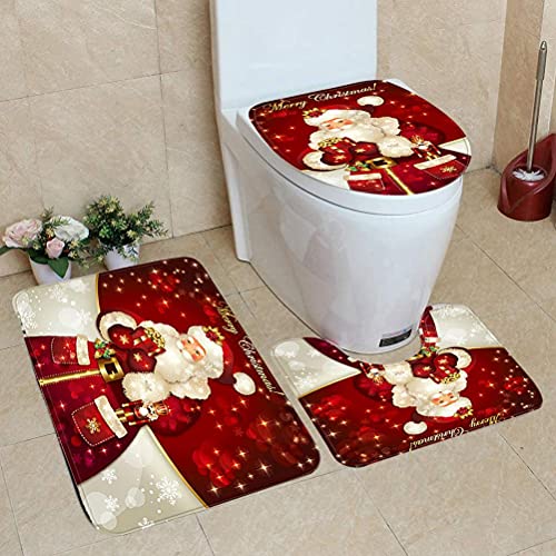 Christmas Bathroom Rugs Sets 3 Piece Washable Non Slip C73639