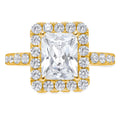 Emerald Cut Clear Simulated Diamond 18k Yellow Gold Halo Ring Size 5.5 F936886