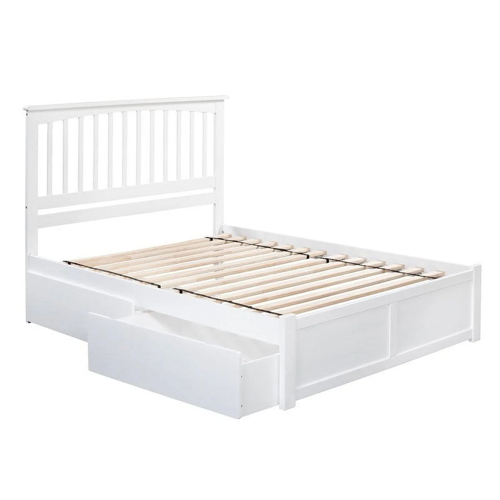 White Solid Wood King Storage Bed T1411