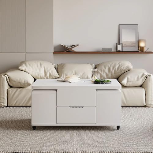 White Lift Top Coffee Table with Hidden Storage R45529