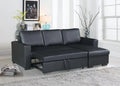 Black Faux Leather Convertible Sectional Sofa with Pull Out Bed G945120