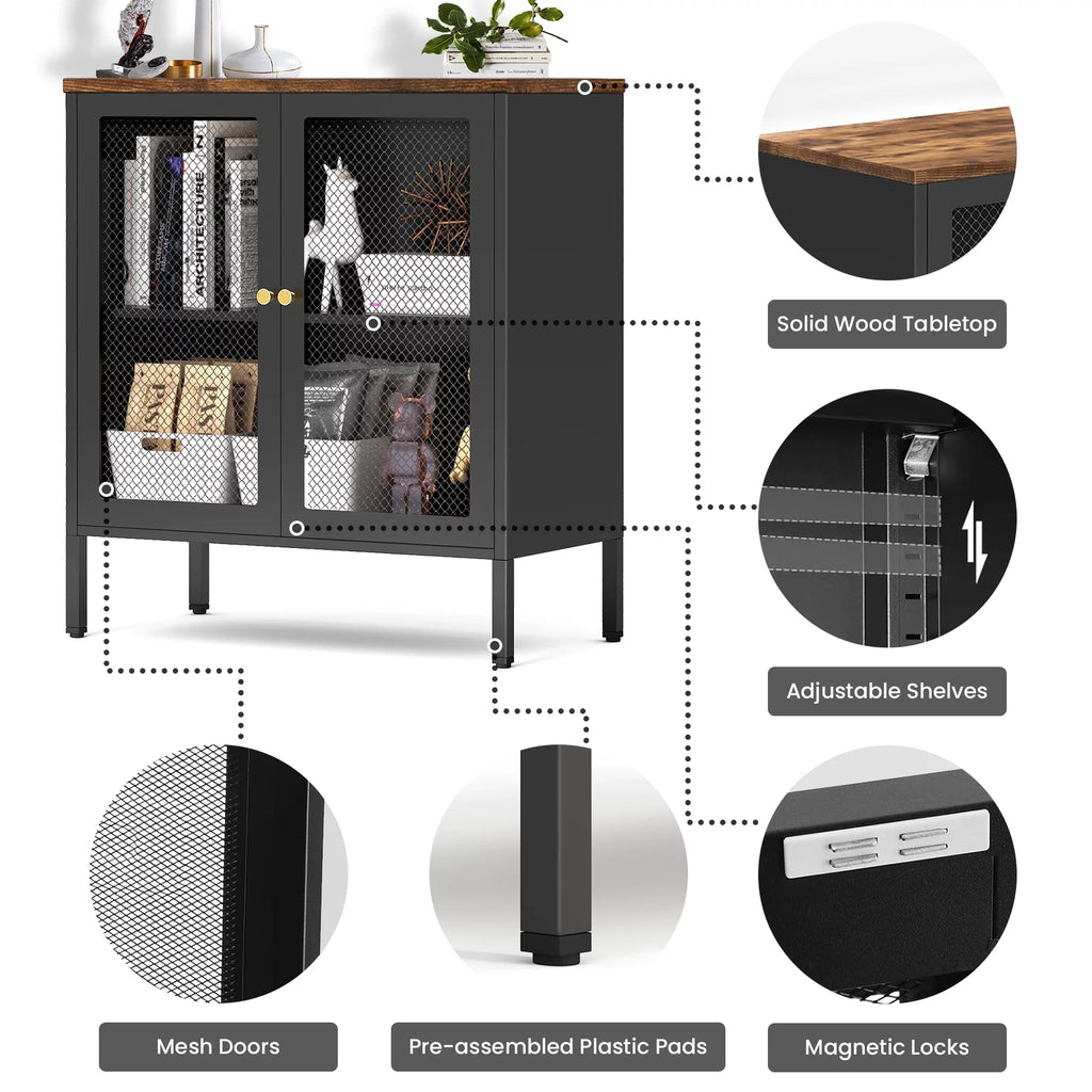 Metal Storage Cabinet with 2 Mesh Doors W326