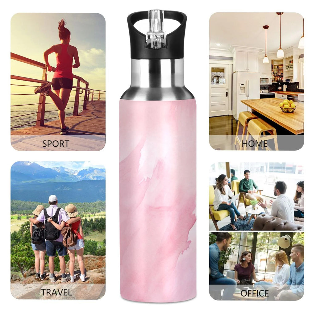 Pink Insulated Stainless Steel Water Bottle with Straw Lid 20 oz Z878